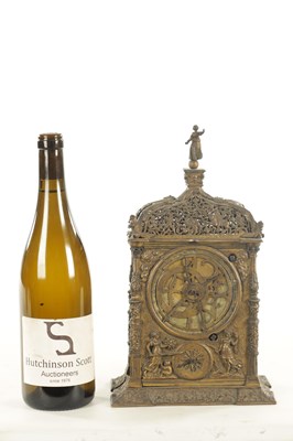 Lot 1023 - IN THE MANNER OF JEREMIAS METZGER - A 16TH CENTURY STYLE AUSBERG GILT BRASS ASTRONOMICAL TABLE CLOCK CIRCA 1880