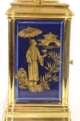 Lot 1089 - L’ EPEE. A 20TH CENTURY FRENCH PORCELAIN PANELLED REPEATING CARRIAGE CLOCK