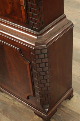 Lot 1084 - A GEORGE III FIGURED MAHOGANY MUSICAL LONGCASE CLOCK