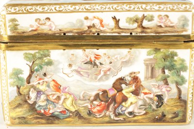 Lot 84 - A 19TH CENTURY NAPLES CAPODIMONTE STYLE PORCELAIN AND GILT BRASS MOUNTED CASKET