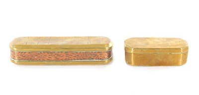 Lot 885 - AN 18TH CENTURY DUTCH BRASS AND COPPER TOBACCO BOX AND ANOTHER