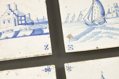 Lot 82 - A COLLECTION OF SIX 19TH CENTURY COLOURED DELFT TILES