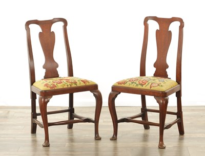 Lot 1296 - A PAIR OF EARLY 18TH CENTURY WALNUT SIDE CHAIRS