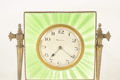 Lot 1006 - A SILVER AND GUILLOCHE ENAMEL MANTEL CLOCK