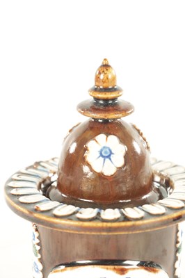 Lot 33 - A 19TH CENTURY MEASHAM BARGEWARE TOBACCO JAR