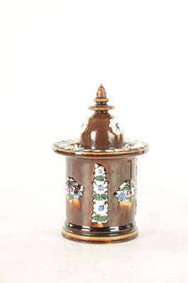 Lot 33 - A 19TH CENTURY MEASHAM BARGEWARE TOBACCO JAR