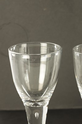 Lot 2 - A SET OF THREE 18TH CENTURY STYLE GLASS RUMMERS