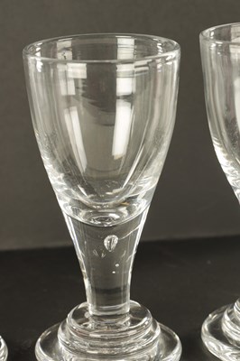 Lot 2 - A SET OF THREE 18TH CENTURY STYLE GLASS RUMMERS