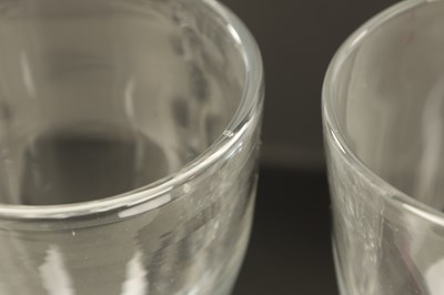 Lot 2 - A SET OF THREE 18TH CENTURY STYLE GLASS RUMMERS