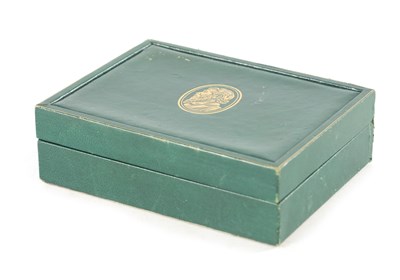 Lot 1403 - AN AUTHENTIC VINTAGE GREEN LEATHER ROLEX COLLECTION CELLINI BOX