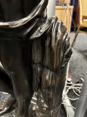 Lot 844 - JEAN ANTOINE HOUDON (1741-1828) A LARGE EARLY 19TH CENTURY REGENCY PATINATED BRONZE SCULPTURE OF A CLASSICAL SEMI NUDE LADY