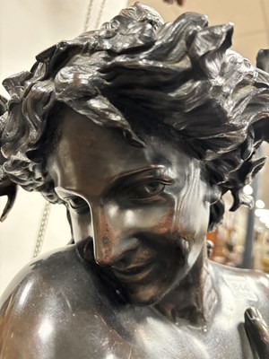 Lot 844 - JEAN ANTOINE HOUDON (1741-1828) A LARGE EARLY 19TH CENTURY REGENCY PATINATED BRONZE SCULPTURE OF A CLASSICAL SEMI NUDE LADY