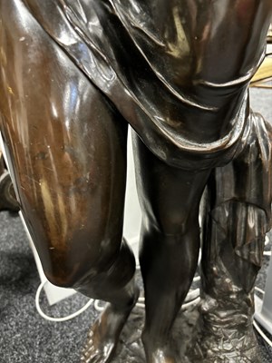 Lot 844 - JEAN ANTOINE HOUDON (1741-1828) A LARGE EARLY 19TH CENTURY REGENCY PATINATED BRONZE SCULPTURE OF A CLASSICAL SEMI NUDE LADY