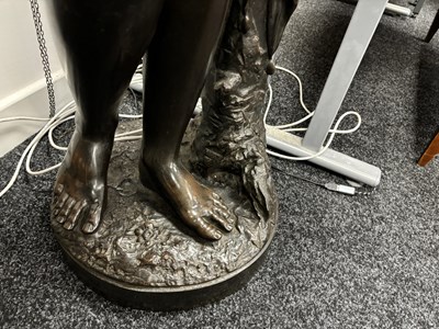 Lot 844 - JEAN ANTOINE HOUDON (1741-1828) A LARGE EARLY 19TH CENTURY REGENCY PATINATED BRONZE SCULPTURE OF A CLASSICAL SEMI NUDE LADY
