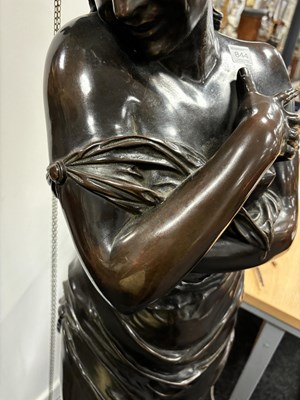 Lot 844 - JEAN ANTOINE HOUDON (1741-1828) A LARGE EARLY 19TH CENTURY REGENCY PATINATED BRONZE SCULPTURE OF A CLASSICAL SEMI NUDE LADY