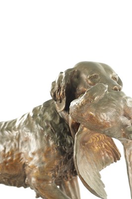 Lot 701 - EMILE DESIRE LIENARD (1842-1890) A LATE 19TH CENTURY BRONZE SCULPTURE DEPICTING A SPANIEL WITH PHEASANT