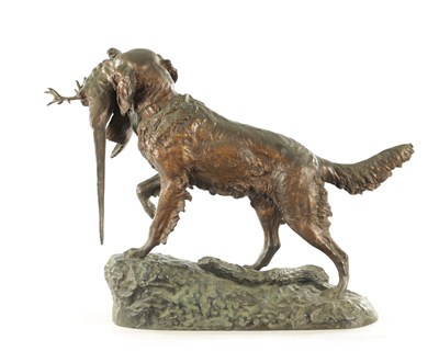 Lot 701 - EMILE DESIRE LIENARD (1842-1890) A LATE 19TH CENTURY BRONZE SCULPTURE DEPICTING A SPANIEL WITH PHEASANT