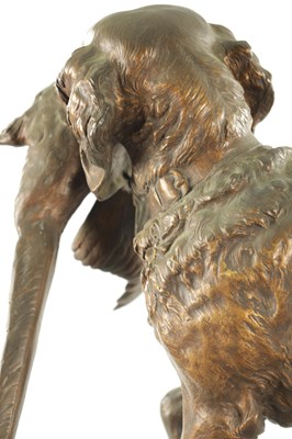 Lot 701 - EMILE DESIRE LIENARD (1842-1890) A LATE 19TH CENTURY BRONZE SCULPTURE DEPICTING A SPANIEL WITH PHEASANT