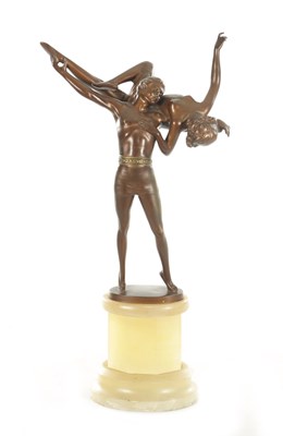 Lot 804 - BRUNO ZACH 1891-1935 AN ART DECO BROWN-PATINATED BRONZE FIGURAL SCULPTURE