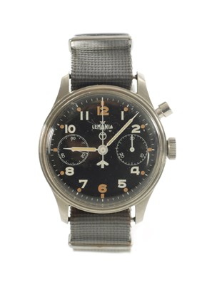 Lot 346 - A GENTLEMAN'S LEMANIA MONOPUSHER ROYAL NAVY MILITARY CHRONOGRAPH WRISTWATCH