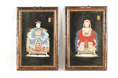 Lot 52 - A PAIR OF 19TH CENTURY CHINESE PORCELAIN PLAQUE PORTRAITS