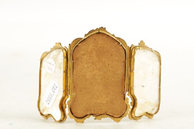 Lot 246 - A 19TH CENTURY MINIATURE ORMOLU MOUNTED ROCOCO STYLE THREE FOLD SCREEN