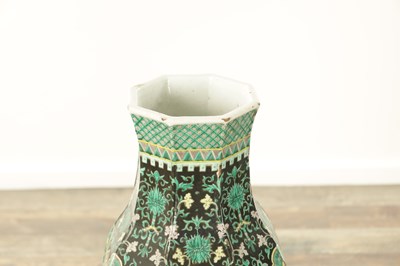 Lot 133 - AN IMPRESSIVE PAIR OF 19TH CENTURY CHINESE FAMILLE NOIRE DOUBLE GOURD HALL VASES