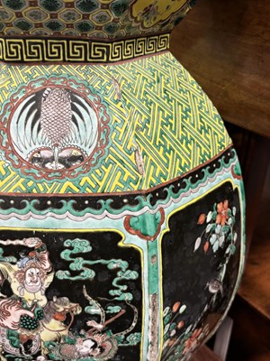 Lot 133 - AN IMPRESSIVE PAIR OF 19TH CENTURY CHINESE FAMILLE NOIRE DOUBLE GOURD HALL VASES