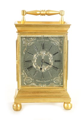 Lot 1513 - A 19TH CENTURY ENGLISH BRASS FUSEE CARRIAGE CLOCK