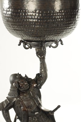 Lot 211 - A PAIR OF JAPANESE MEIJI PERIOD BRONZE SAMURAI WARRIOR GONGS