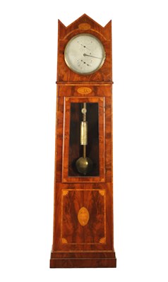 Lot 1174 - BOOTLE & FRED K. BALDE, LIVERRPOOL. A REGENCY FIGURED MAHOGANY DOMESTIC REGULATOR LONGCASE CLOCK