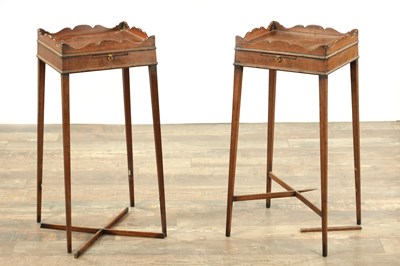 Lot 1279 - A PAIR OF GEORGE III STYLE KETTLE STANDS