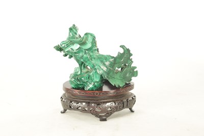 Lot 91 - A LATE 19TH CENTURY CHINESE CARVED MALACHITE SCULPTURE
