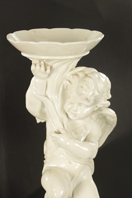 Lot 63 - A PAIR OF LATE 19TH CENTURY WHITE PORCELAIN COPELAND TAZZAS