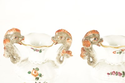 Lot 62 - A PAIR OF 18TH / 19TH CENTURY CAPODIMONTE MINIATURE URN SHAPED VASES