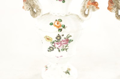 Lot 62 - A PAIR OF 18TH / 19TH CENTURY CAPODIMONTE MINIATURE URN SHAPED VASES