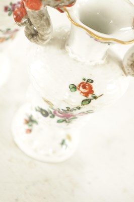 Lot 62 - A PAIR OF 18TH / 19TH CENTURY CAPODIMONTE MINIATURE URN SHAPED VASES