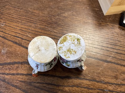Lot 62 - A PAIR OF 18TH / 19TH CENTURY CAPODIMONTE MINIATURE URN SHAPED VASES