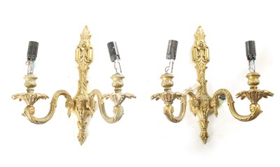 Lot 949 - A PAIR OF 20TH CENTURY GILT BRASS WALL LIGHTS