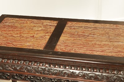 Lot 342 - A 19TH CENTURY CHINESE HARDWOOD AND MARBLE ALTAR TABLE