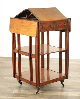 Lot 1233 - AN UNUSUAL LATE GEORGIAN MAHOGANY LIBRARY BOOKCASE / READING TABLE