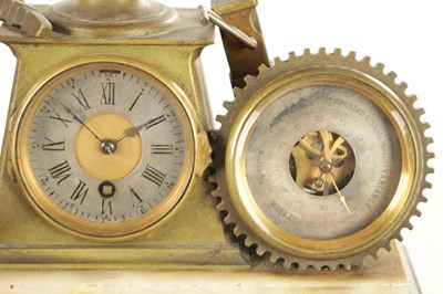 Lot 997 - A LATE 19TH CENTURY FRENCH INDUSTRIAL BRASS DESK COMPENDIUM MANTEL TIMEPIECE