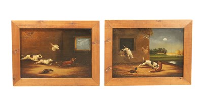 Lot 685 - A PAIR OF 19TH CENTURY FOLK ART OIL ON BOARDS