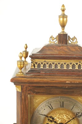 Lot 1009 - J. J. DURRANT & SON, 40 CHEAPSIDE, LONDON. A 19TH CENTURY DOUBLE FUSEE FIGURED WALNUT MANTEL CLOCK