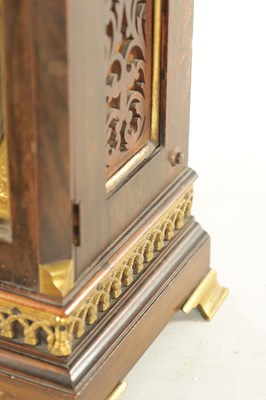 Lot 1009 - J. J. DURRANT & SON, 40 CHEAPSIDE, LONDON. A 19TH CENTURY DOUBLE FUSEE FIGURED WALNUT MANTEL CLOCK