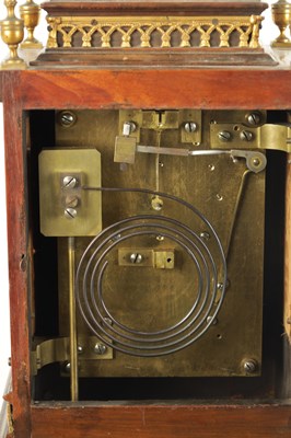 Lot 1009 - J. J. DURRANT & SON, 40 CHEAPSIDE, LONDON. A 19TH CENTURY DOUBLE FUSEE FIGURED WALNUT MANTEL CLOCK