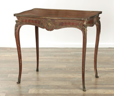 Lot 1454 - A LATE 19TH CENTURY FRENCH KINGWOOD PARQUETRY INLAID AND ORMOLU MOUNTED LOUIS XV STYLE SIDE TABLE WITH SERPENTINE TOP AND FRIEZE DRAWER