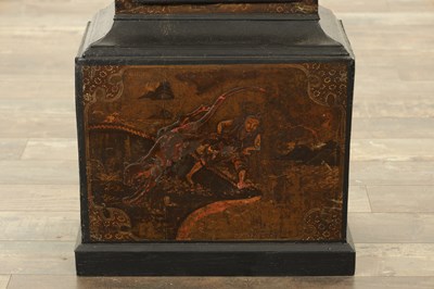 Lot 1077 - PAUL RIMBAULT, LONDON. AN EARLY 18TH CENTURY EIGHT-DAY LACQUER WORK LONGCASE CLOCK