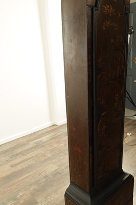 Lot 1077 - PAUL RIMBAULT, LONDON. AN EARLY 18TH CENTURY EIGHT-DAY LACQUER WORK LONGCASE CLOCK
