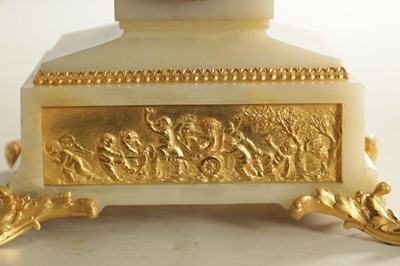 Lot 1112 - A LATE 19TH CENTURY ORMOLU MOUNTED ONYX FRENCH MANTEL CLOCK